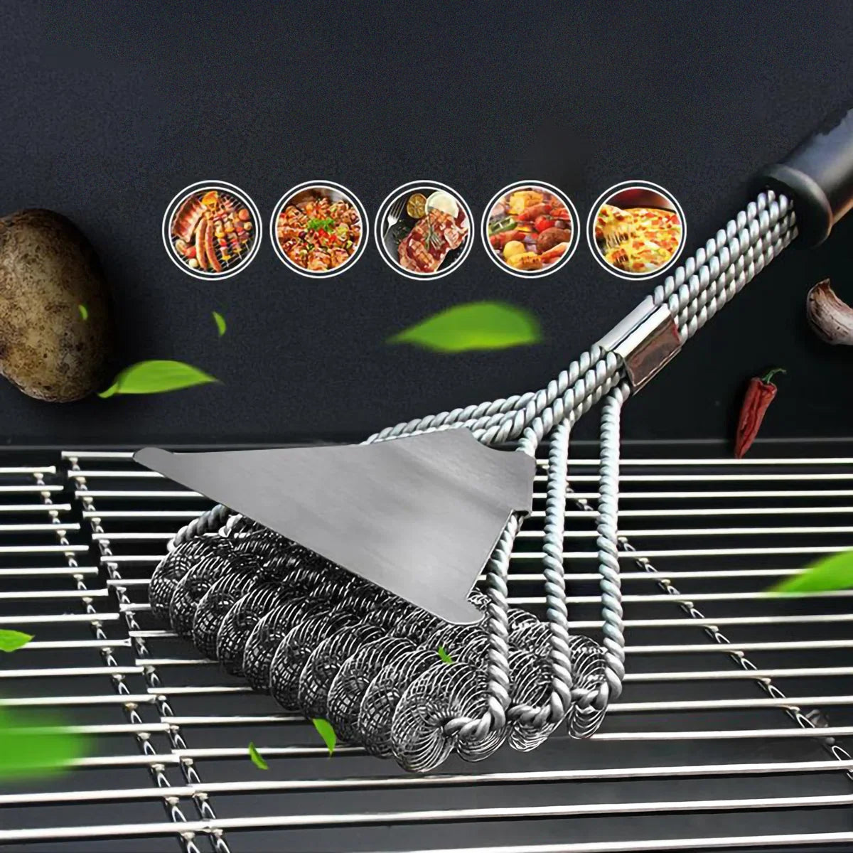 Heavy Duty Kitchen Outdoor BBQ Grill Cleaning Brush