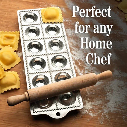 Ravioli Pasta Mold Cutter Wooden Pasta Roller Set