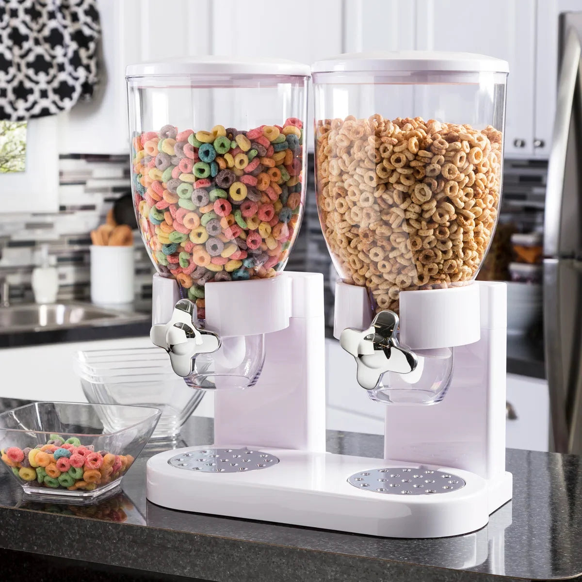 Dry Food Cereal Double Dispenser Box Container