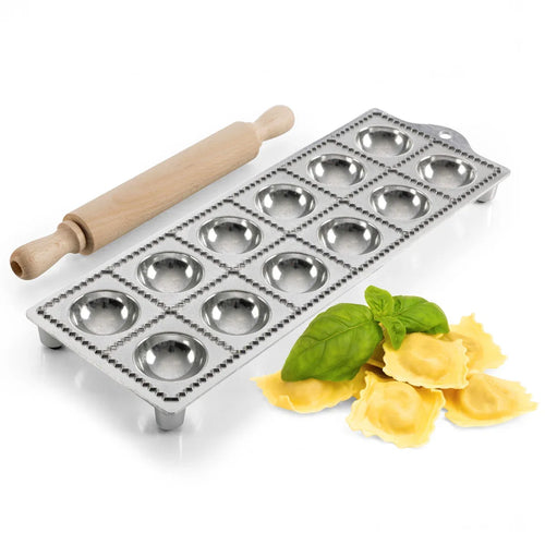 Ravioli Pasta Mold Cutter Wooden Pasta Roller Set