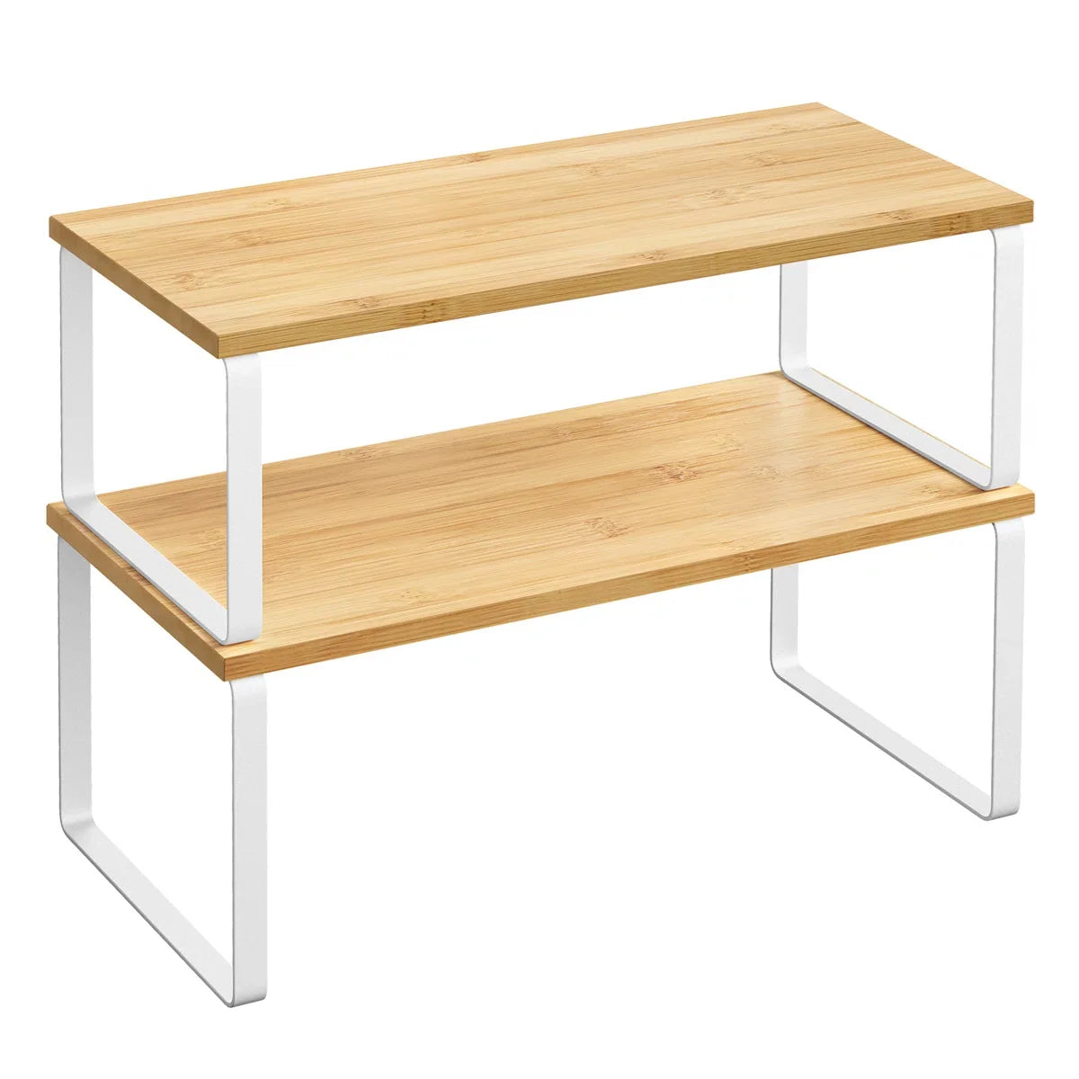 2 Tiers Kitchen Wooden Stackable Storage Rack Counter Shelf Organizer