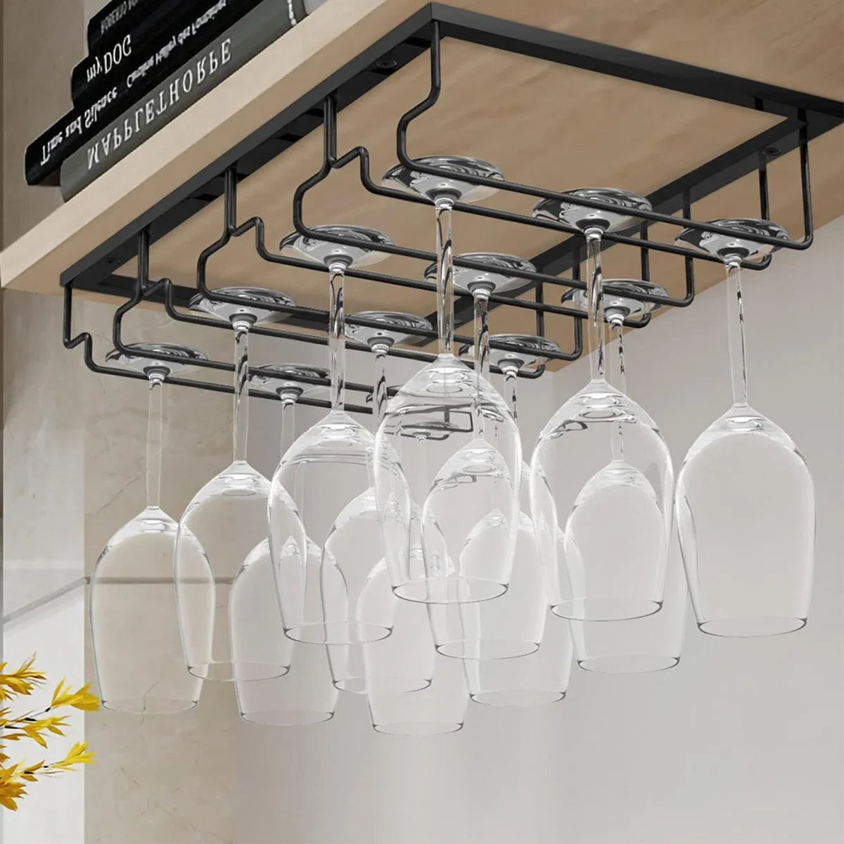Wall Mounted Under Cabinet Wine Glass Rack