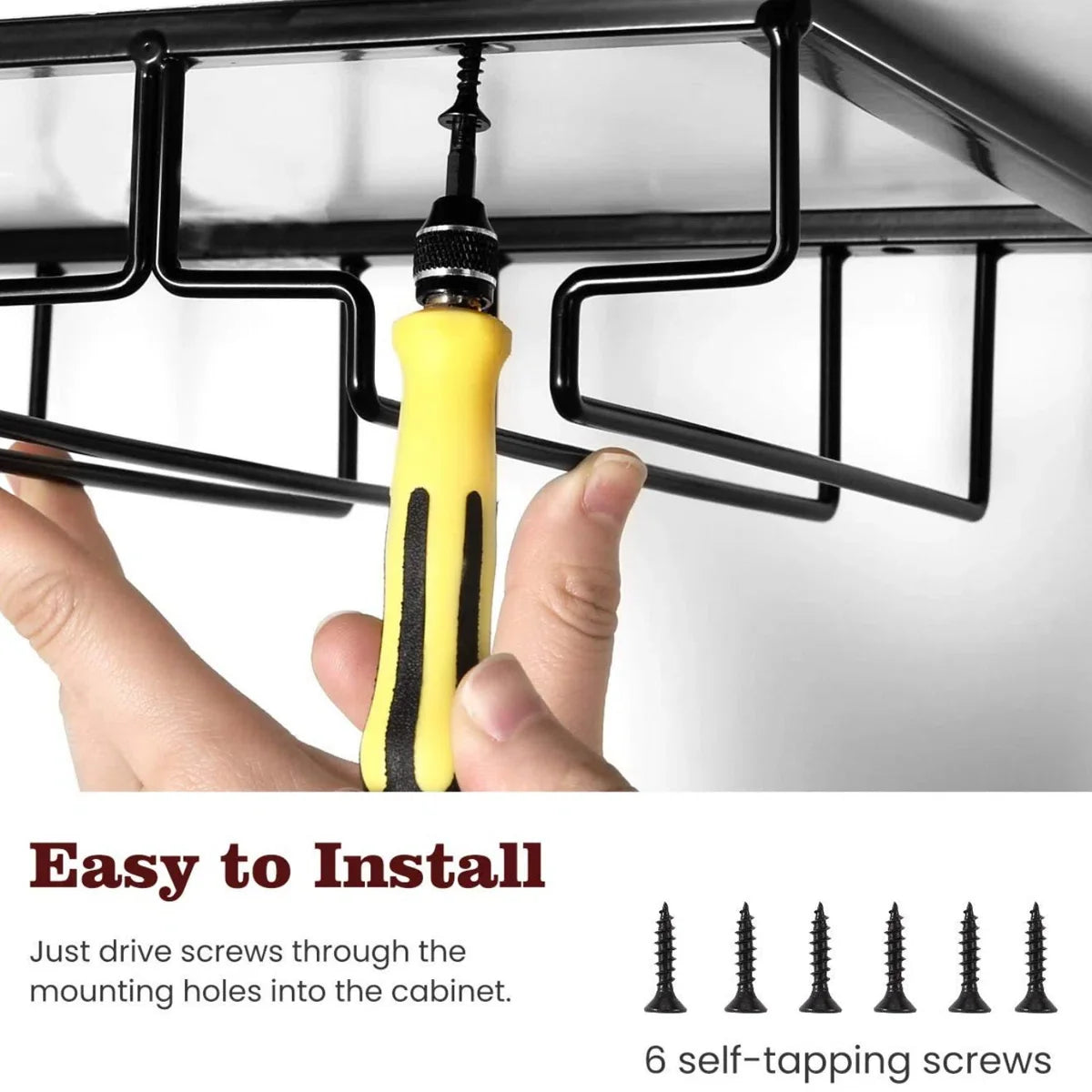 Wall Mounted Under Cabinet Wine Glass Rack