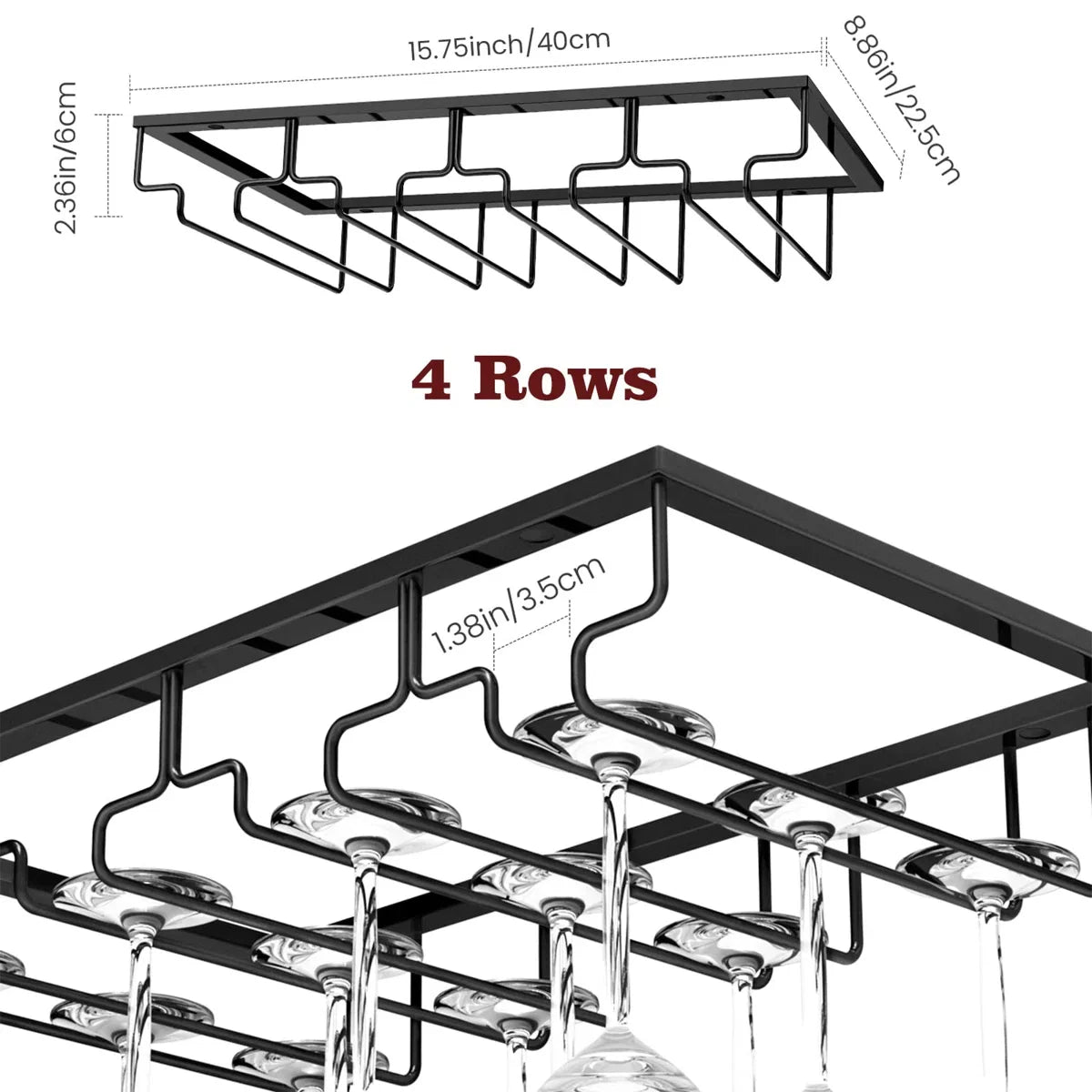 Wall Mounted Under Cabinet Wine Glass Rack